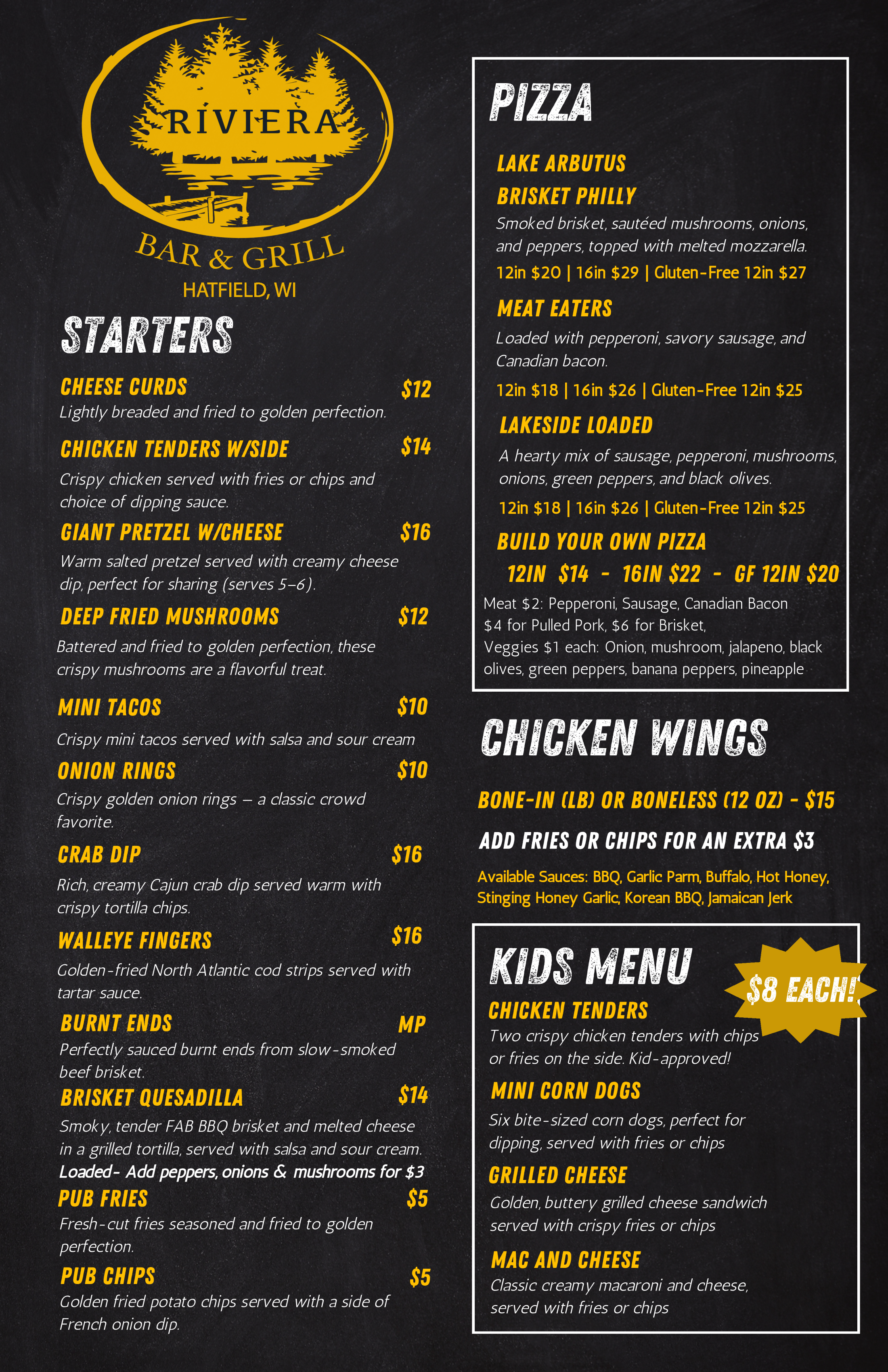 Riviera Menu Page 1